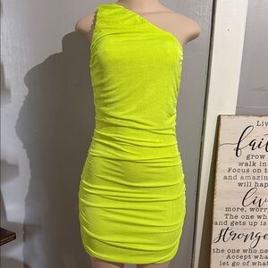 Neon yellow One-Shoulder Neon Yellow Dress